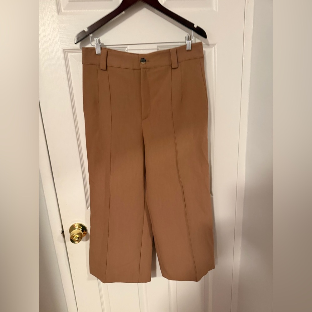 Zara Women's Camel Tan Wide-Leg Capris
